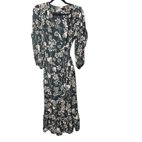 Elan February Black Floral Maxi Wrap Dress - Picture 2 of 7